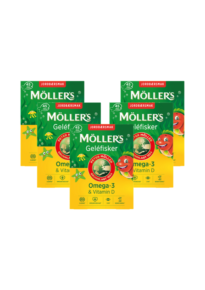 Möller's Omega-3 Gelefisker Jordbærsmak (5 pack)
